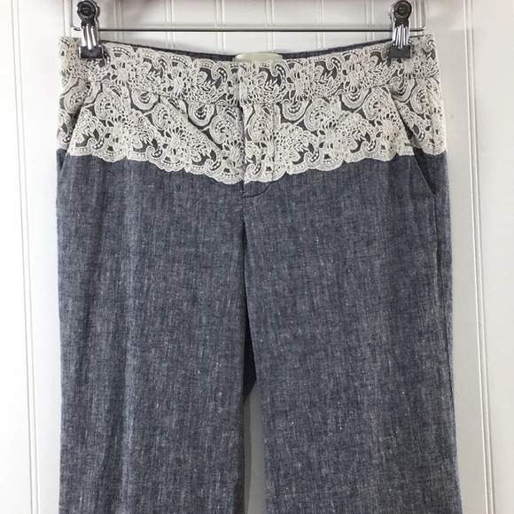 Elevenses The Brighton Gray‎ Lace Wide Flare Pants - Picture 3 of 11